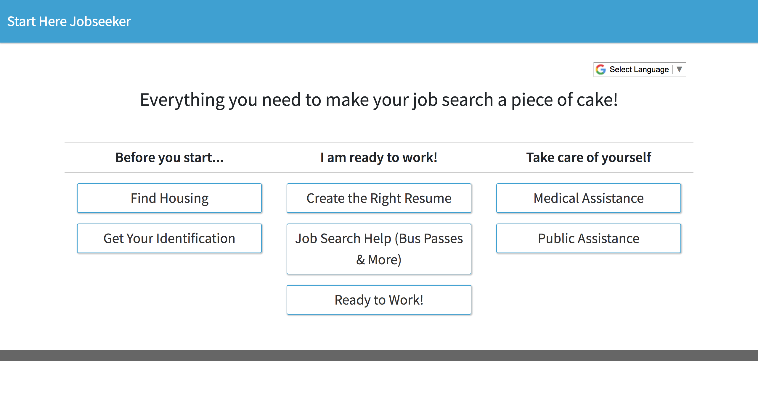 An example of an app deployed with the jobseeker template